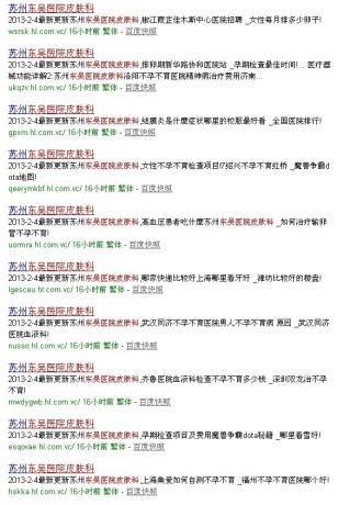 东吴医院皮肤科,2013.2.4日域名泛解析制造大量重复页面方法分析